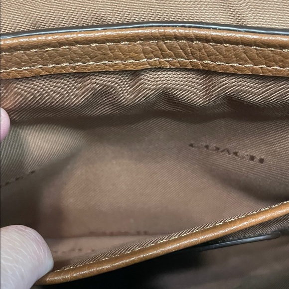 Coach Brown Pebble Leather Crosstown Crossbody Saddle Bag Elegant Chain Link - Picture 5 of 9